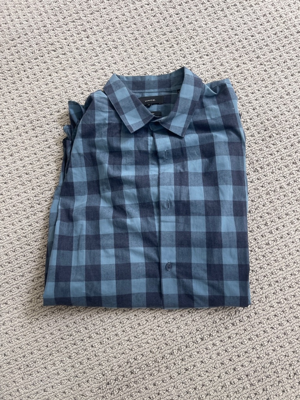 Vince Blue & Navy Large Check Button-Down Shirt